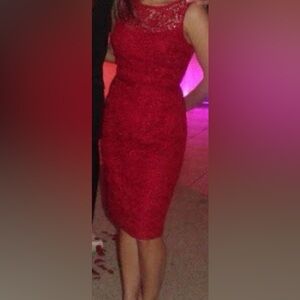 White House Black Market Vibrant Red Lace Dress